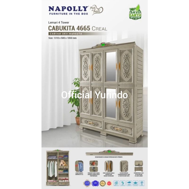 Lemari Pakaian Plastik Jumbo Gantungan Kaca Napolly Cabukita 4665 Creal