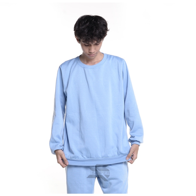 Sweater Sweatshirt Crewneck Pria Wanita Basic Polos BABY BLUE Skiperofficialshop