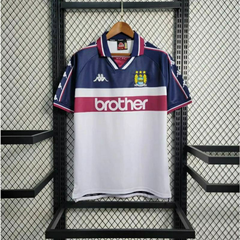 Jersey Bola Retro Vintage Grade Ori Manchester Man City Away 1997 Season 97