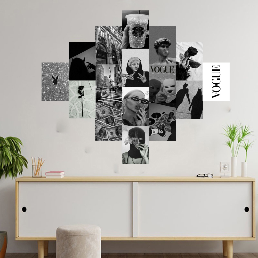 Poster dinding aesthetic Black Vogue design - dekorasi  kamar aesthetic 2024