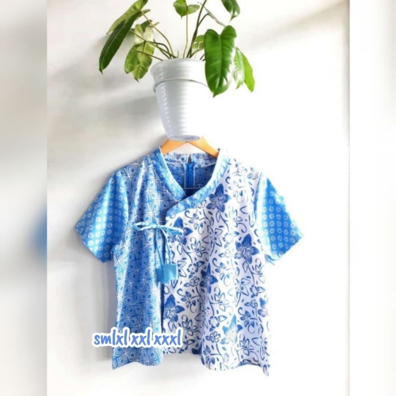 Atasan Batik Wanita Modern Blus Simple Cap Garutan Batik Kuliah Batik Kerja Kantoran