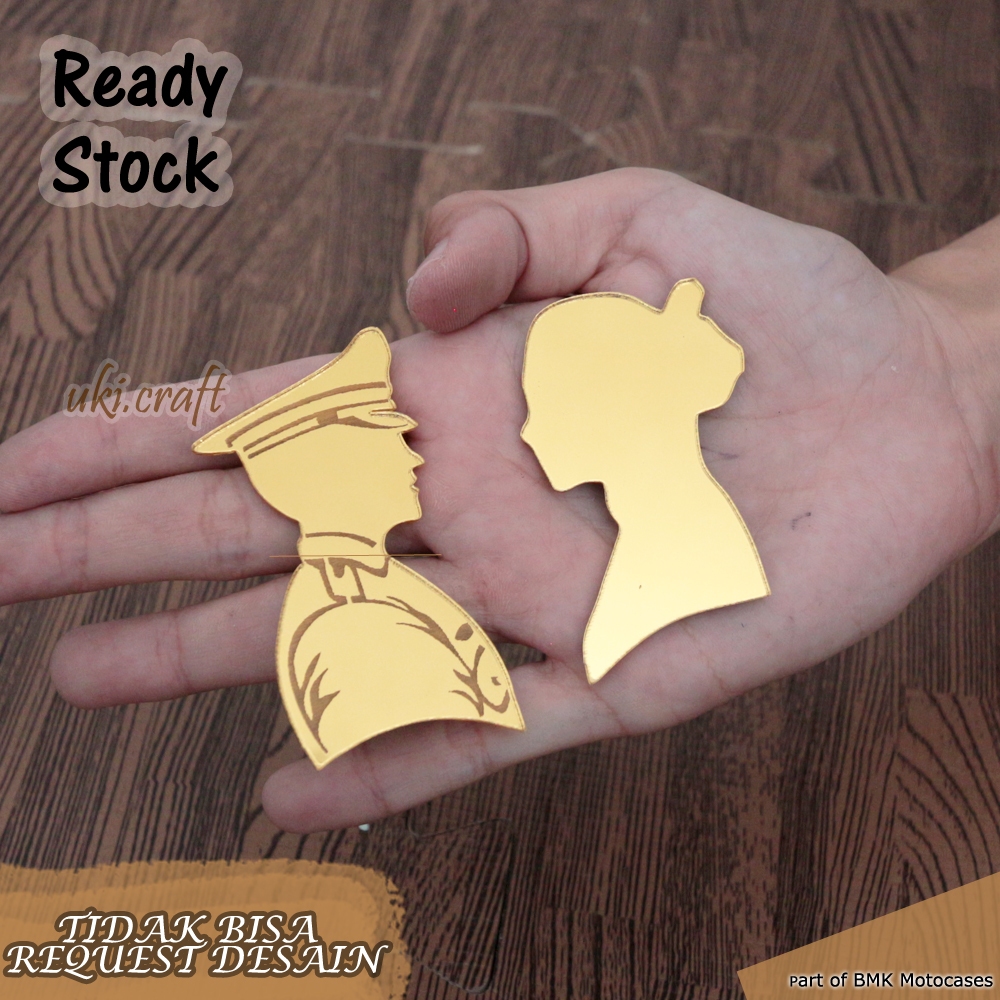 Siluet Couple Wajah Pengantin - Bahan Aksesoris Dekorasi Mahar Akrilik Gold