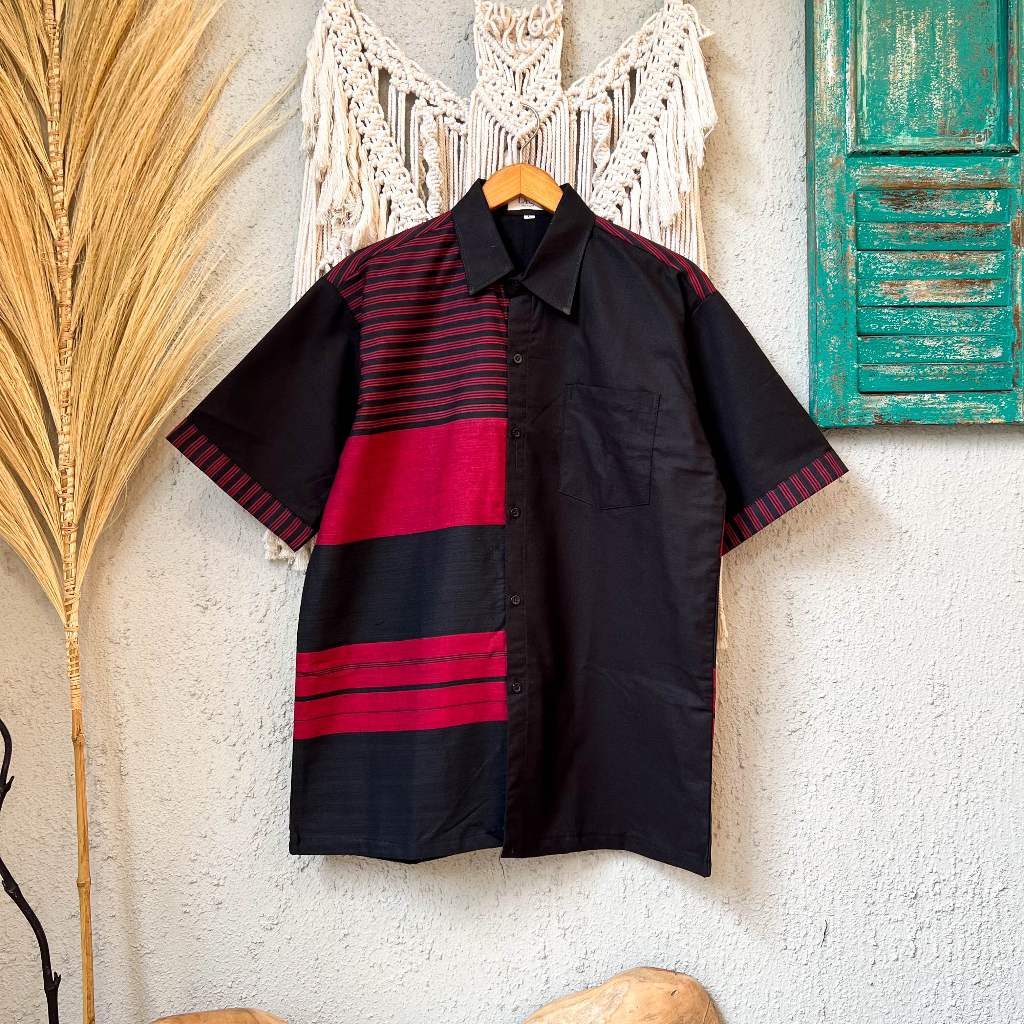 Lausboutique-Kemeja Lurik Pria-Lurik Merah