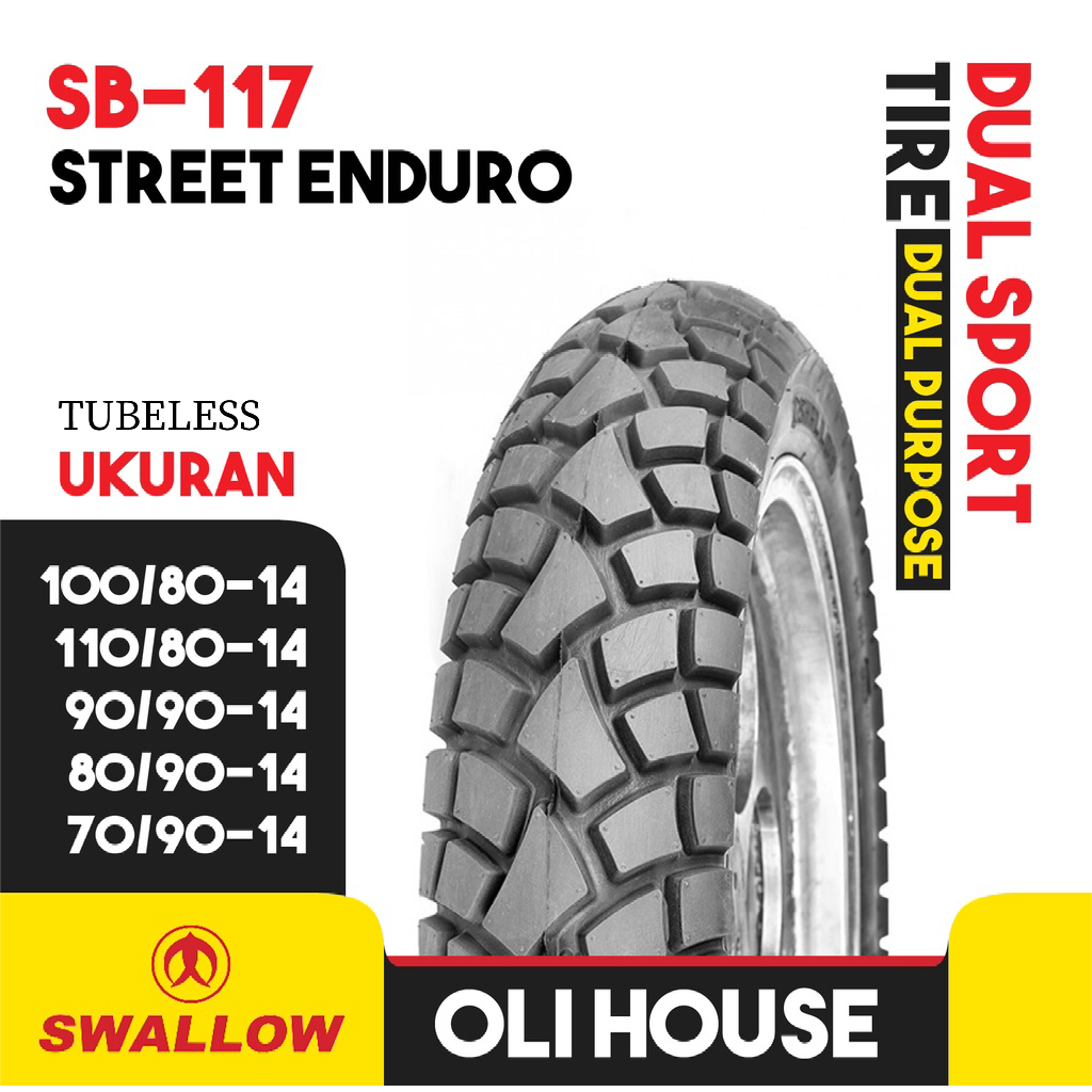 Ban Motor Matic Swallow SB-117 Street Enduro Ukuran 100/80 110/80 70/90 80/90 90/90 Ring 14 Tubeless
