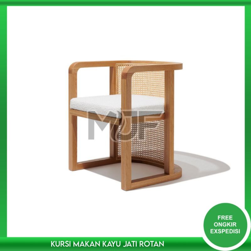 Kursi cafe kayu jati / kursi makan minimalis custom rotan busa jok