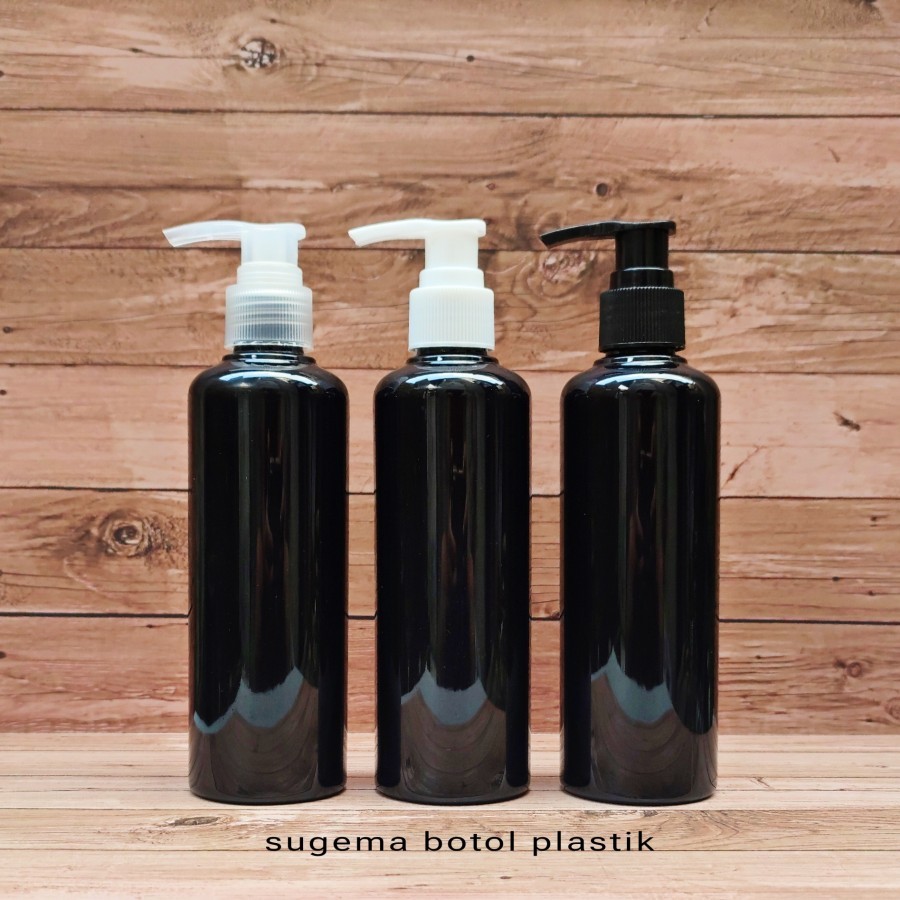 Botol Pump 250ml Hitam / Botol Sabun Cair 250 Ml / Botol Plastik 250ml Pump Lotion