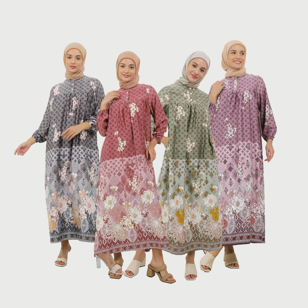 MFMW Zamyana Dress Gamis Satin Motif Bunga