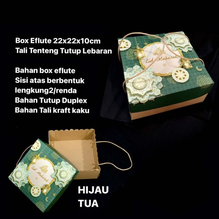 

Box Eflute Hampers Lebaran Idul Fitri Giftbox Parcel Tali Tenteng Tutup Kotak Kemasan Box Roti 22x22x10cm
