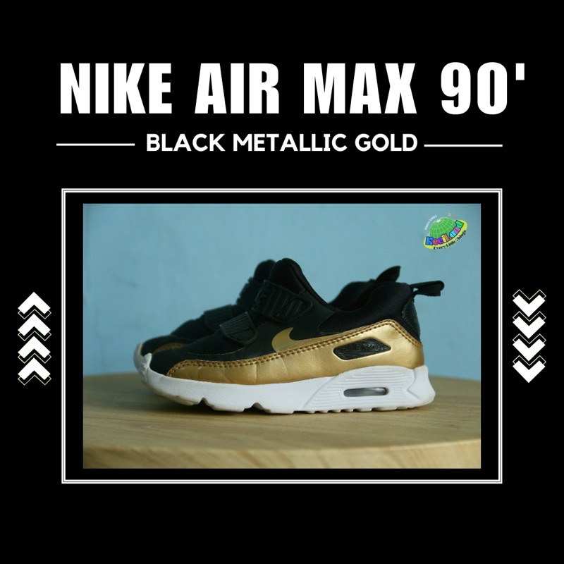 Sepatu Anak Nike Air Max Tiny 90 Black Metallic Gold