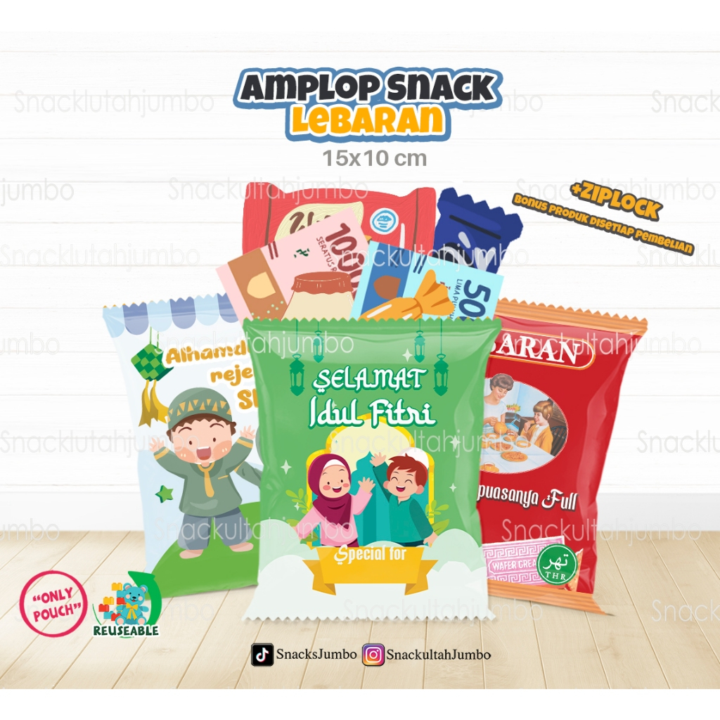 

Pouch mini | Amplop snack | Desain lebaran/Ramadhan | Hampers | Snack hampers ultah | Snacks | Bisa untuk amplop uang lebaran 10x15