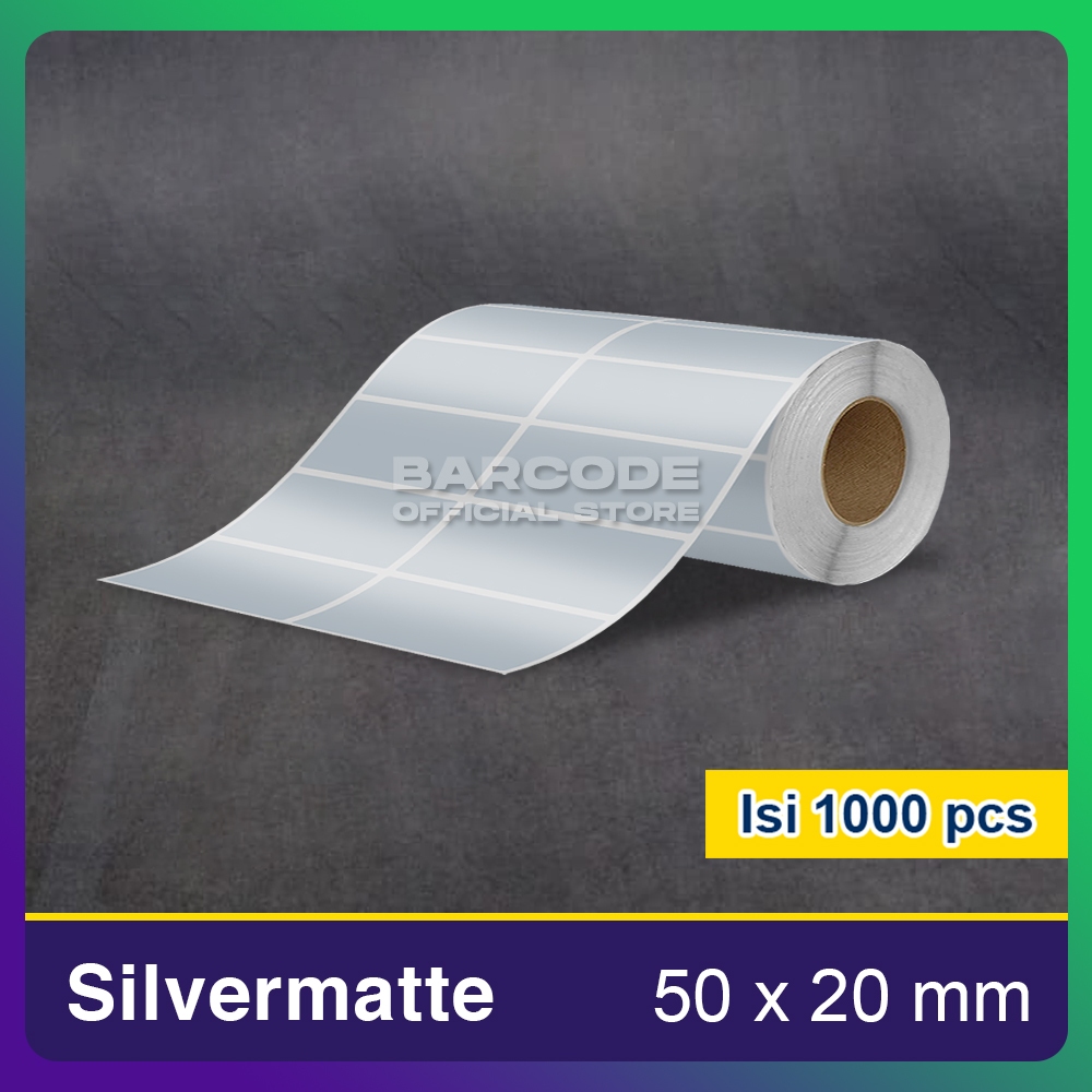 

Label Silver Matte 50x20mm 50x20 Stiker Barcode 50 x 20 mm Silvermate 2 Line isi 1000 Pcs