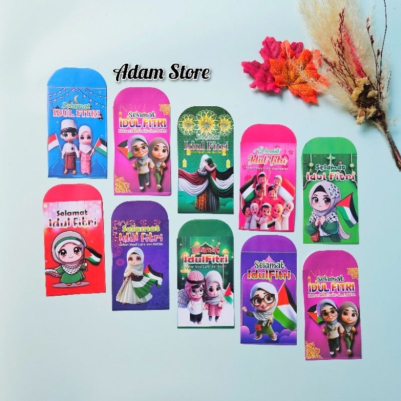 

Amplop ampau lebaran kartun muslim anak Palestine ( glosy ) isi 100 lembar mix 10 gambar