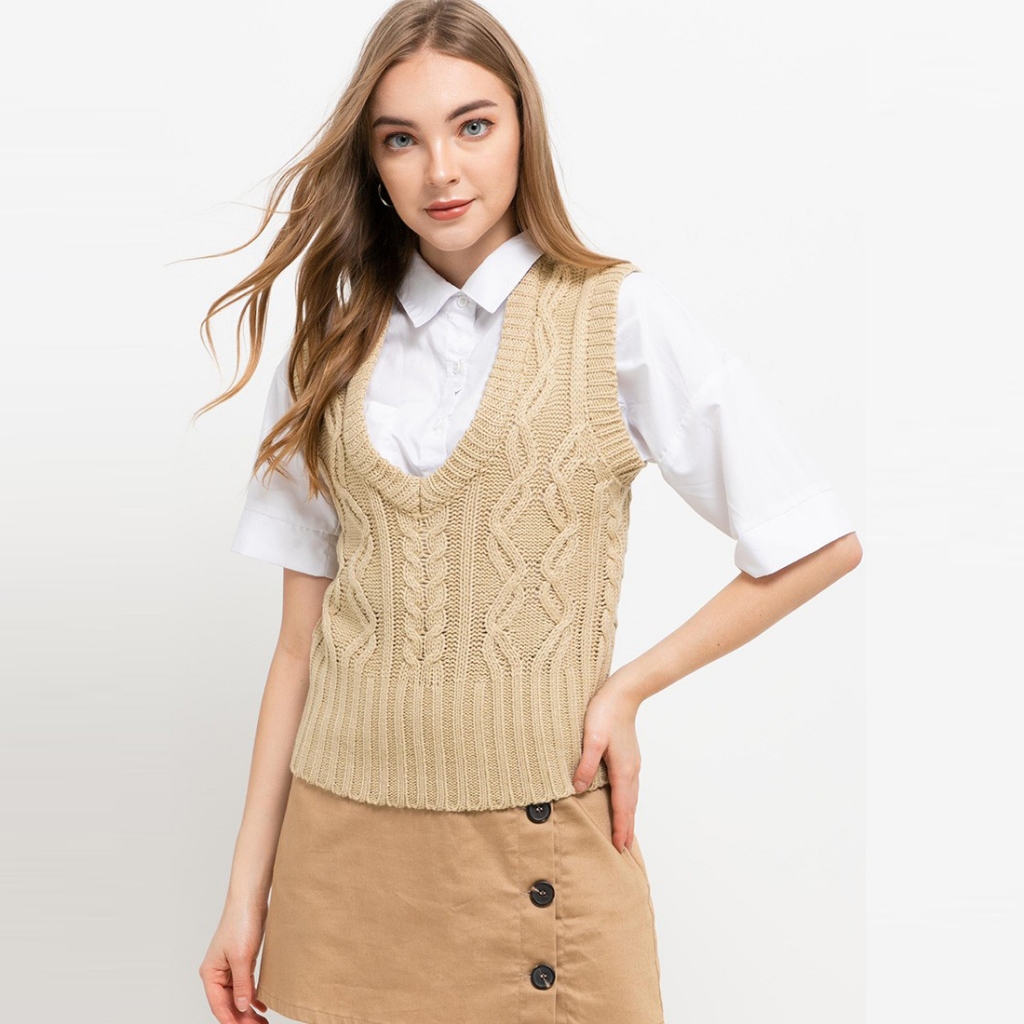 ROMPI RAJUT WANITA Vanity Cream RA STREET