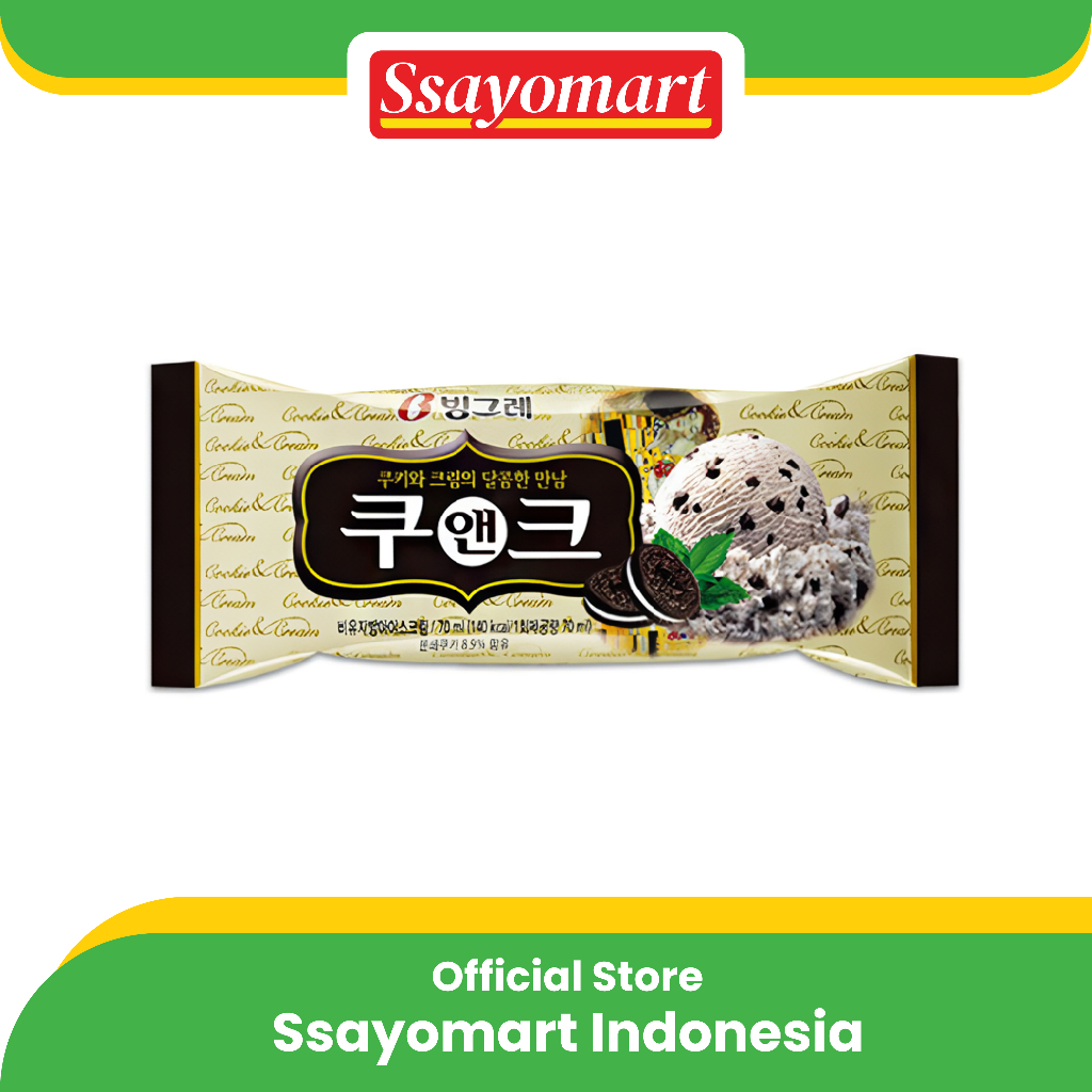 

Binggrae Cookie & Cream Ice Bar Es Krim Import Rasa Cookies 70ml
