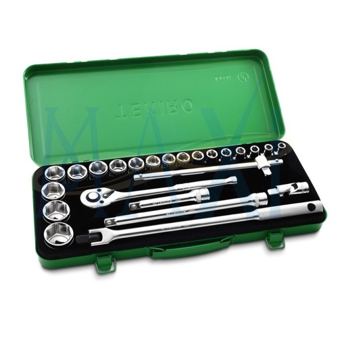 Tekiro socket set 1/2 inch uk. 8 - 32 mm isi 24 pcs (box besi)