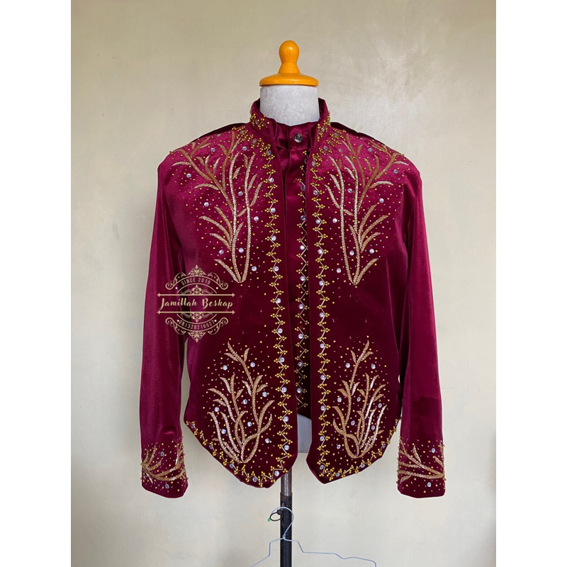 Beskap pengantin jawa bludru maroon || Beskap jawa || Beskap bludru maroon || Beskap pengantin solo 