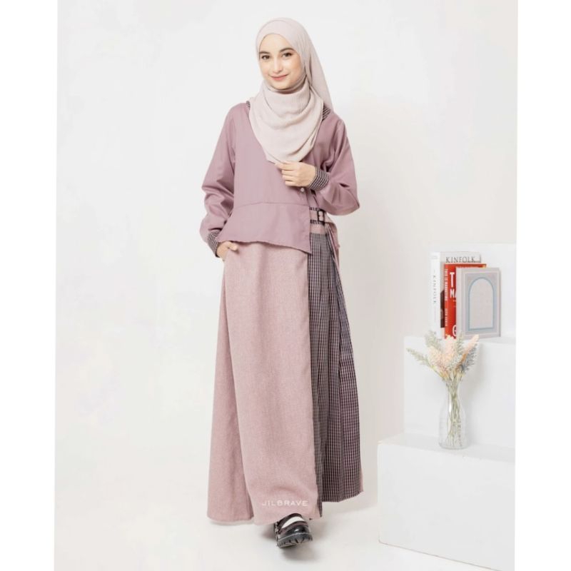 Jilbrave AMARA DRESS Original | Dress Style Preppy Casual Model Semi Formal | Dress Kotak-Kotak | Dr