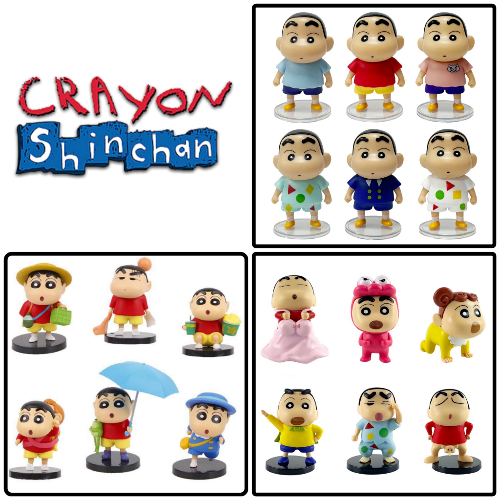 Action Figure Chibi CRAYON SHINCHAN - Miniatur Pajangan Sinchan Topper Kue Sincan Satuan Mainan