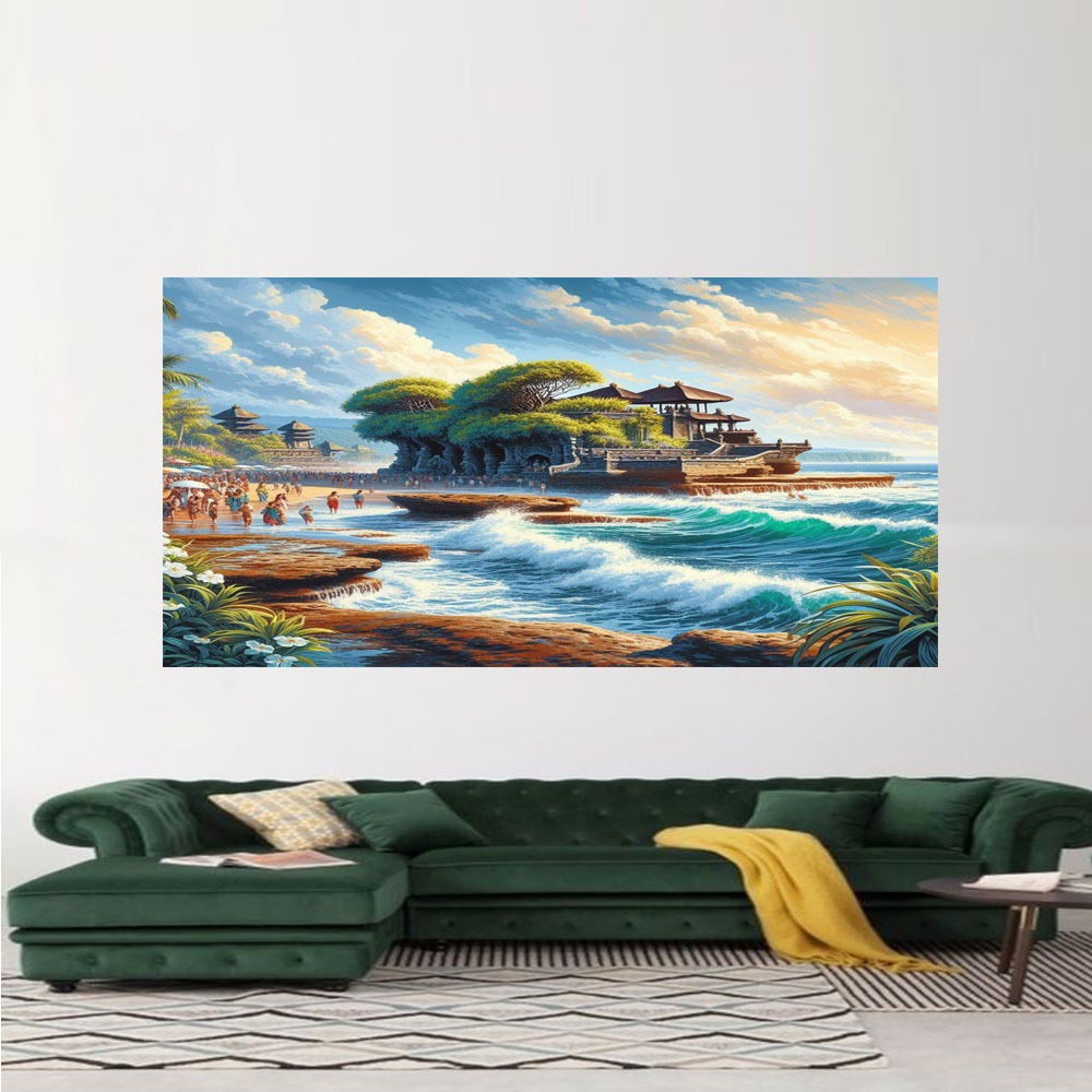 LUKISAN CETAK HIASAN DINDING AESTHETIC SEPANJANG PANTAI BALI,TANPA BINGKAI BISA BAYAR DITEMPAT COD