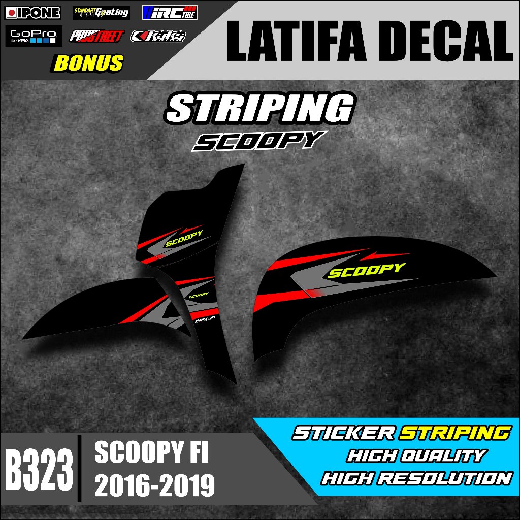 STRIPING SIMPLE MOTOR SCOOPY FI 2016-2019 VARIASI HONDA SCOOPY FI RACING STICKER