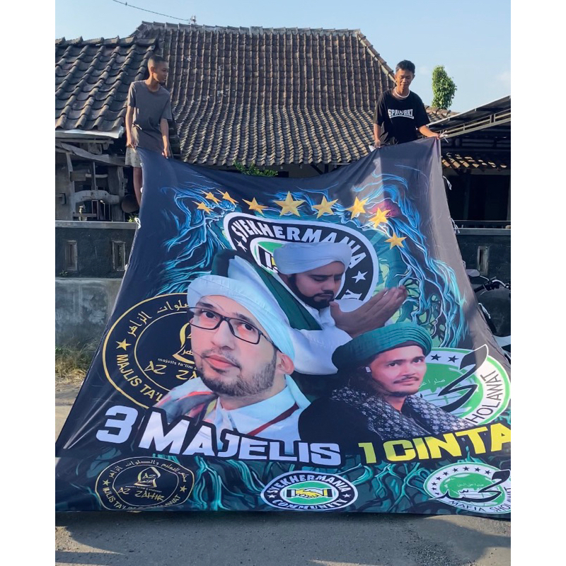 BENDERA SHOLAWAT HABIB SYECH GUS IQDAM HABIB ALI ZAINAL ABIDIN ASSEGAF SPANDUK KAIN SALAWAT SOLAWAT