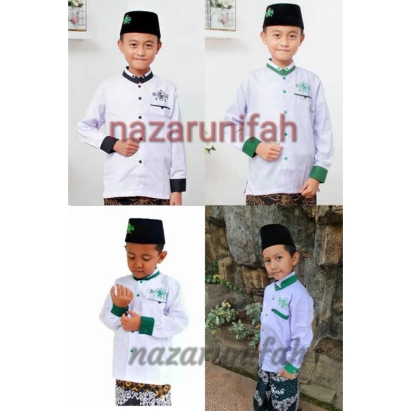 BAJU PUTIH KEMEJA NU KOKO BORDIR NU ANAK TANGGUNG+PECI NU