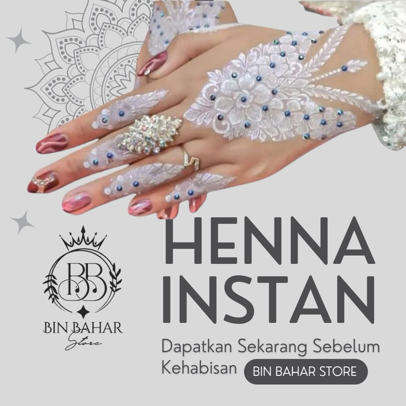 Henna Instan/Henna Tatto/Henna Tempel/Henna Stiker Warna Putih Untuk Pengantin