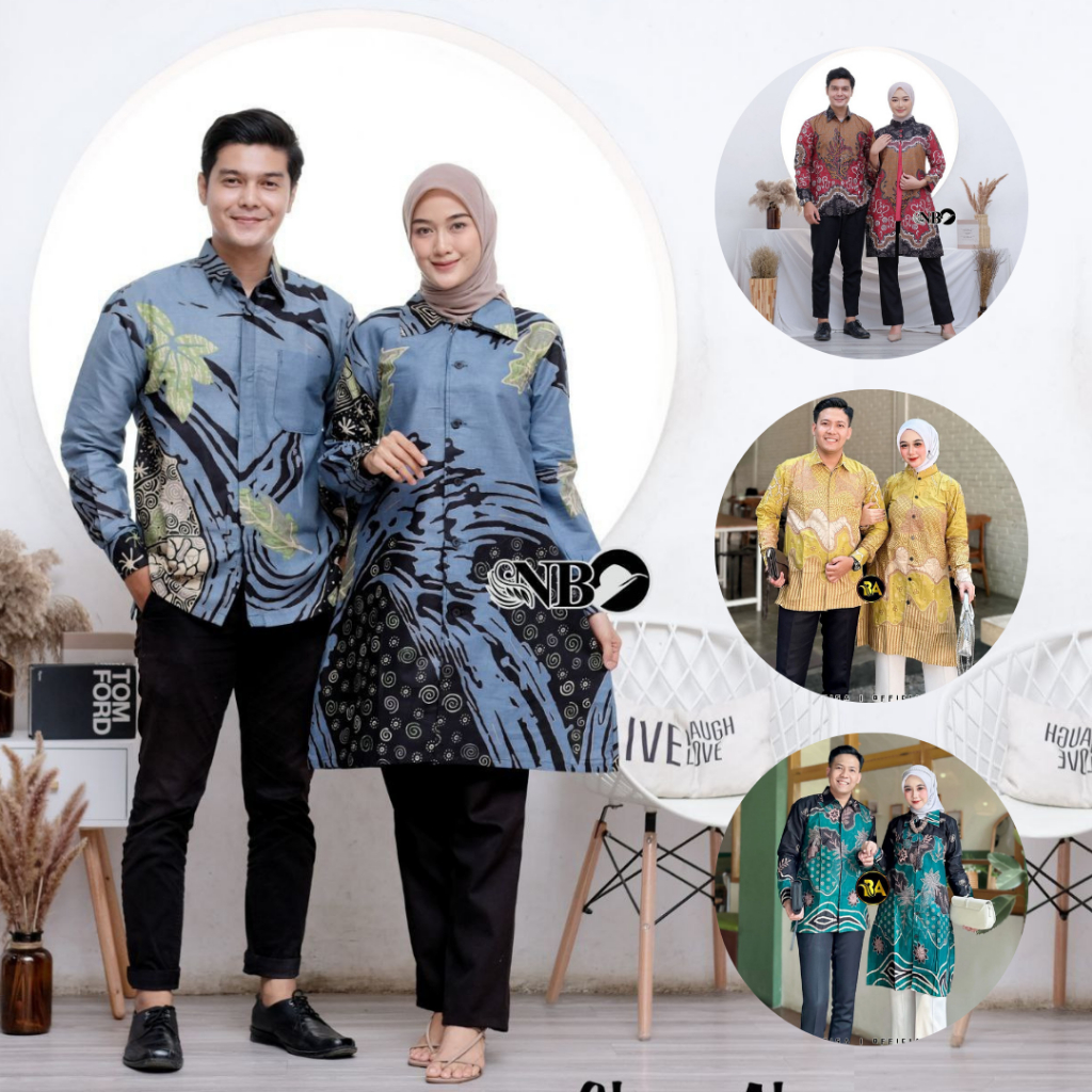 Batik Tunik Couple Modern Set Pakaian Couple Kemeja Batik Pria Premium Baju Batik Couple