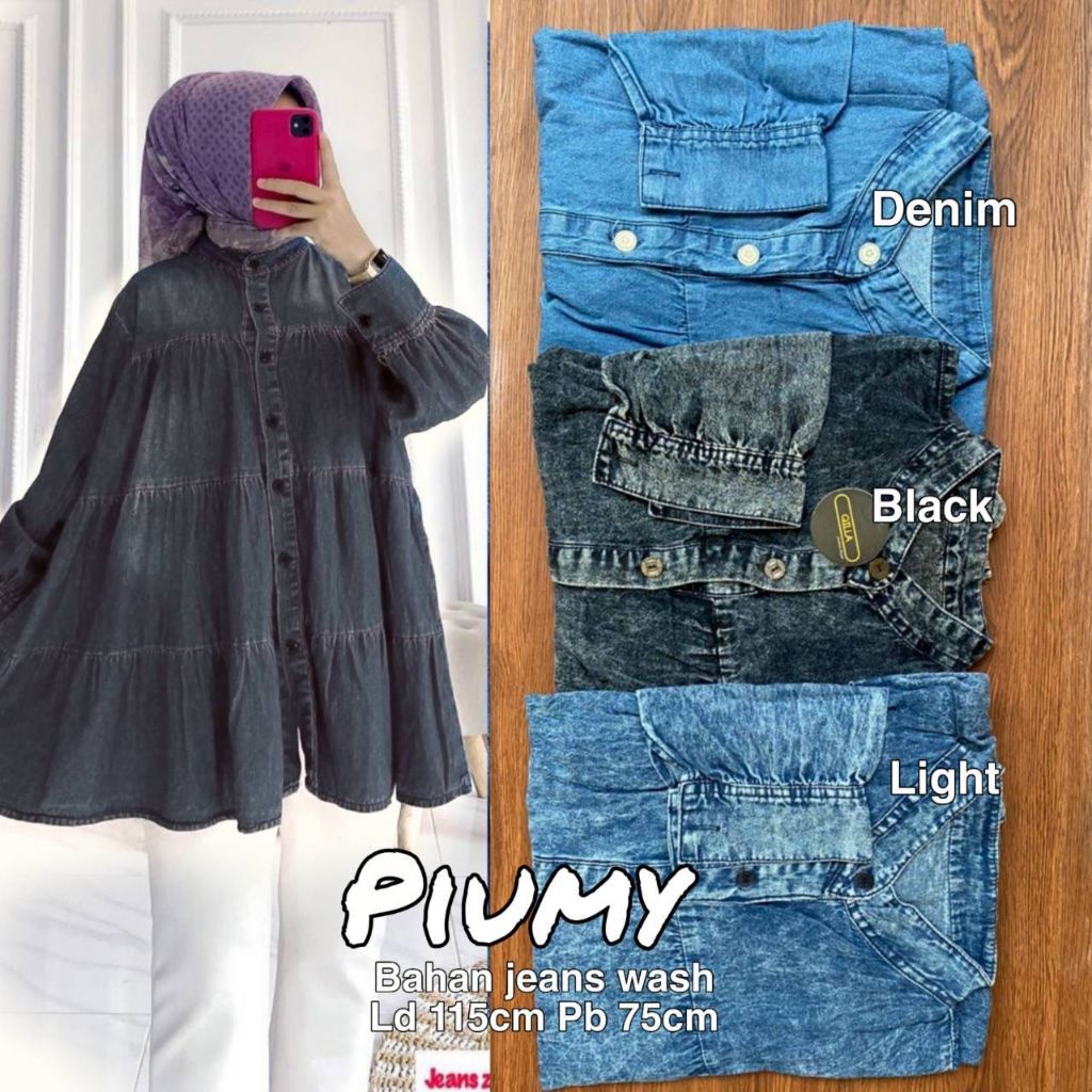 tunik jenas jumbo tunik jeans piumy by qilla LD 115