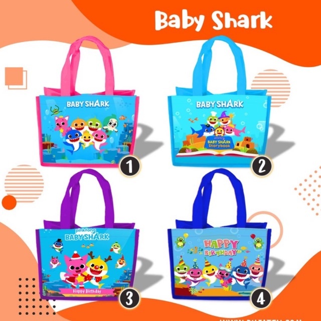 

Tas Souvenir Ultah Gambar BABY SHARK Goodie Bag Cute Anak