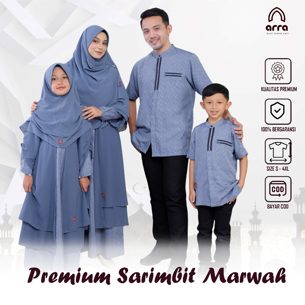 Baju Kapel Muslim Sarimbit Keluarga Koko Gamis Couple Ayah Anak Laki laki Ibu Perempuan