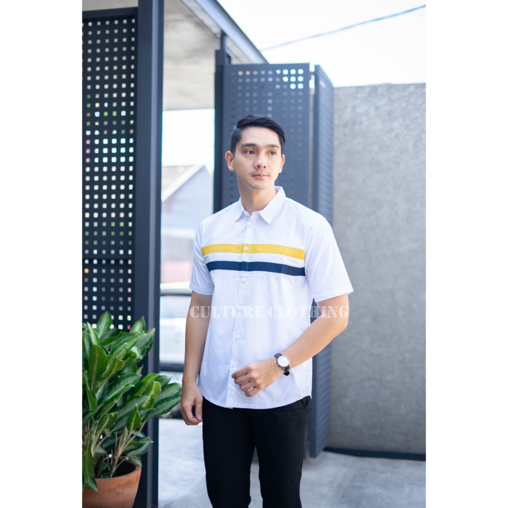 Kemeja Pria Lengan Pendek FOLKA Putih Polos Baju Kemeja Atasan Pria Formal Casual Kerja Santai Bahan