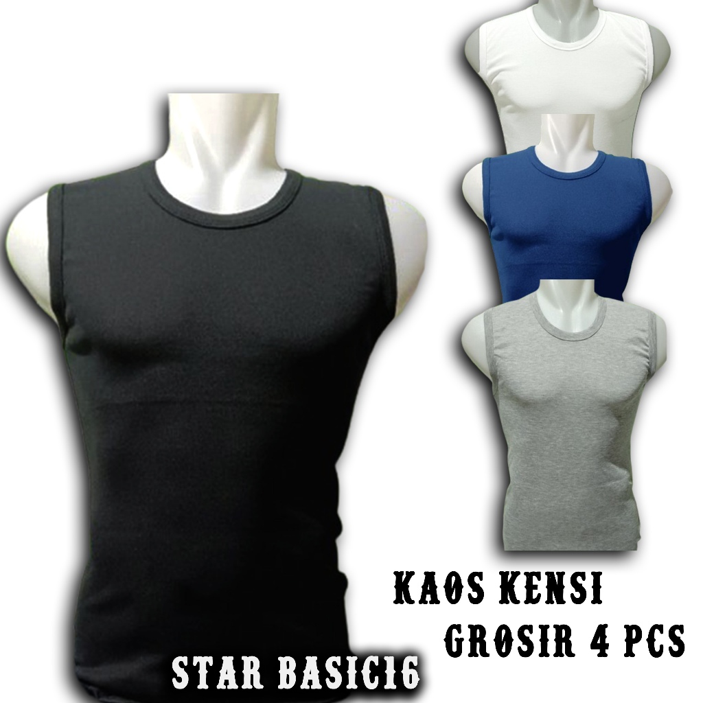 Paket 4 pcs Kaos Kensi Pria Dewasa / Kensi Pria Polos / Baju Kensi Pria Dewasa / Kaos Kutang Pria / 