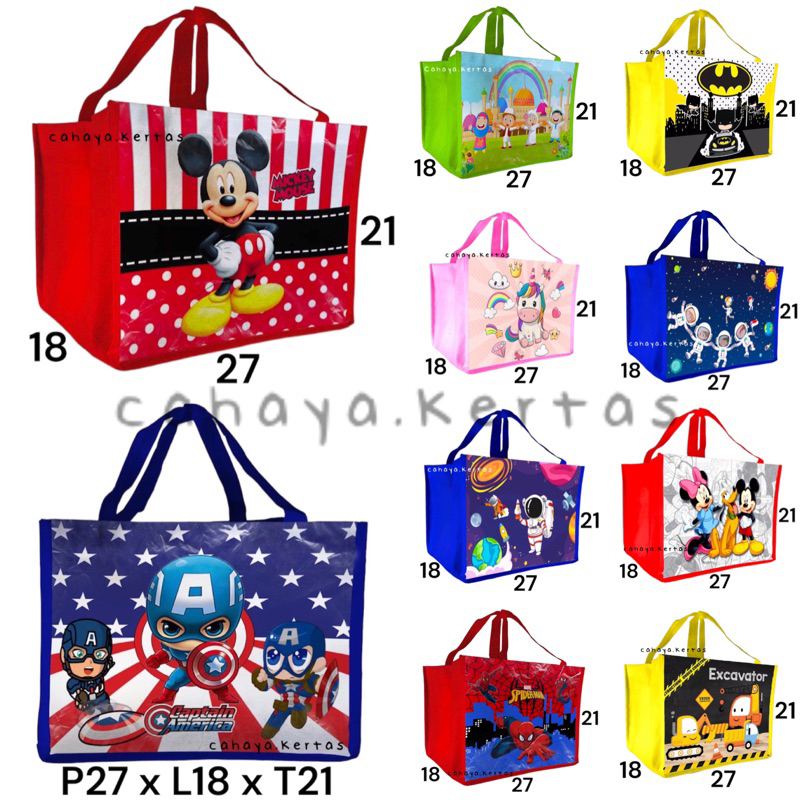 

goodie bag bento tas spunbond size bento souvenir ultah anak goodie bag ulang tahun birthday hampers