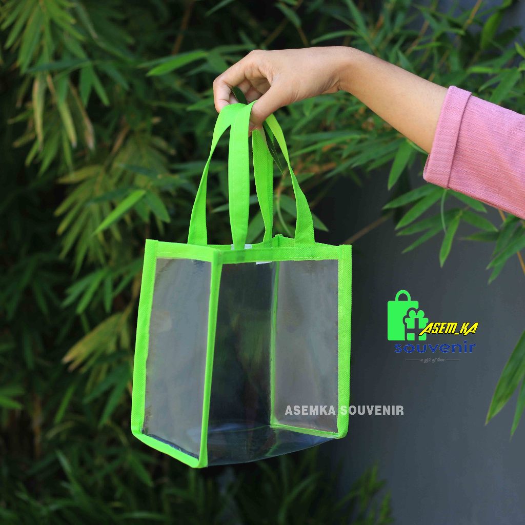 

GOODIE BAG MIKA TRANSPARAN TEMPAT KADO LIST WARNA - WARNI UK 20X10X20 LANGSUNG KIRIM