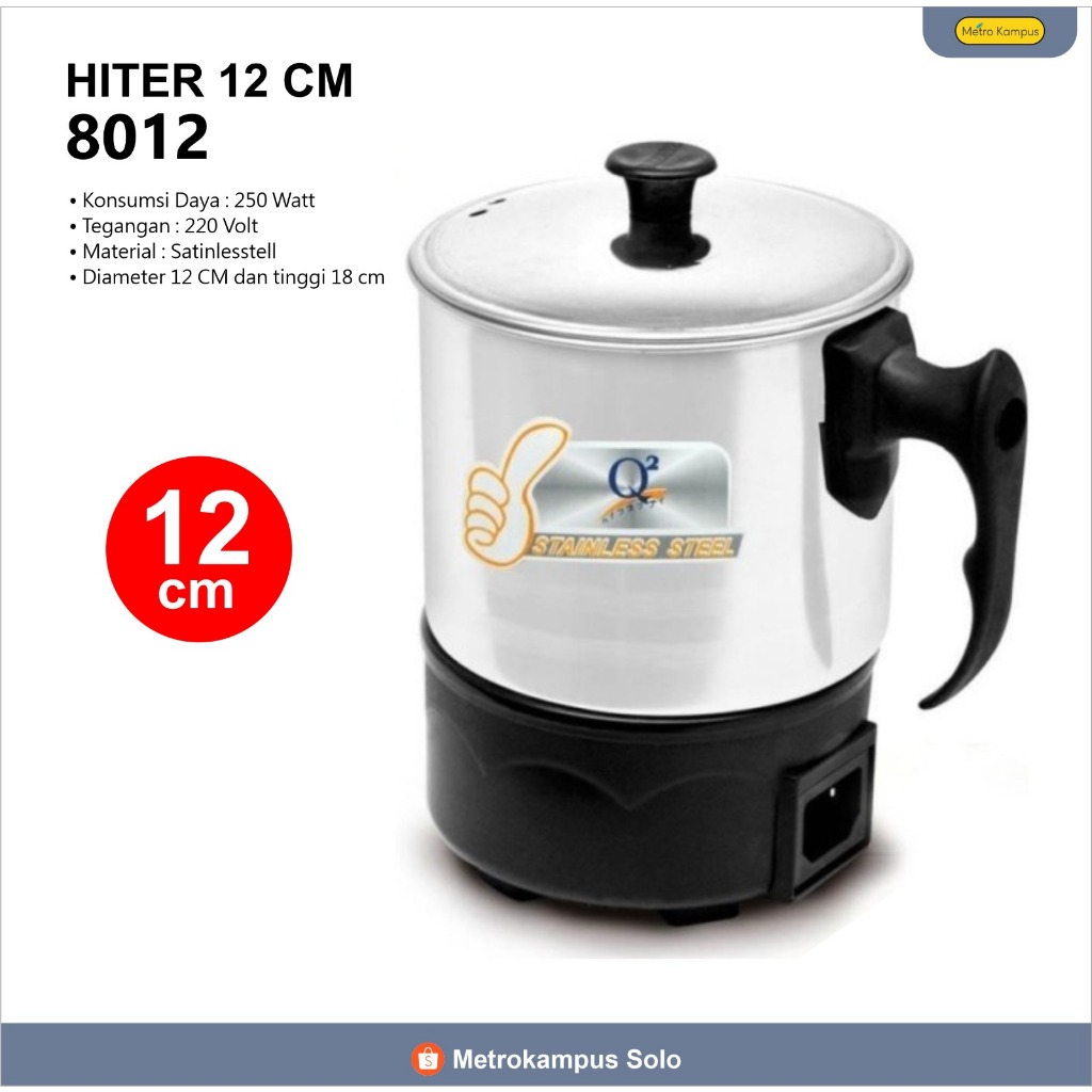 Q2] Panci listrik Mini 12CM - 14CM / Hiter Pemanas Air - Mug Elektrik Stainless