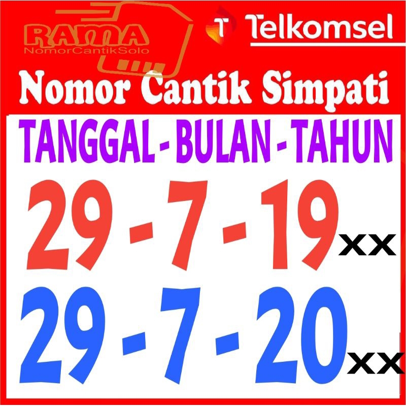 Kartu Perdana Nomor Cantik Telkomsel Simpati 29 Juli 1922 sd 2024