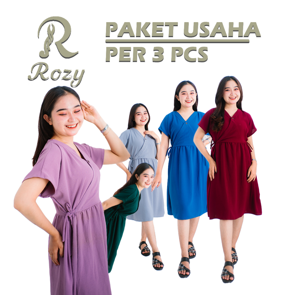 Paket 3 Pcs Dara Dress Crinkle Airflow Busui Friendly Hemat Usaha Kekinian Terbaru