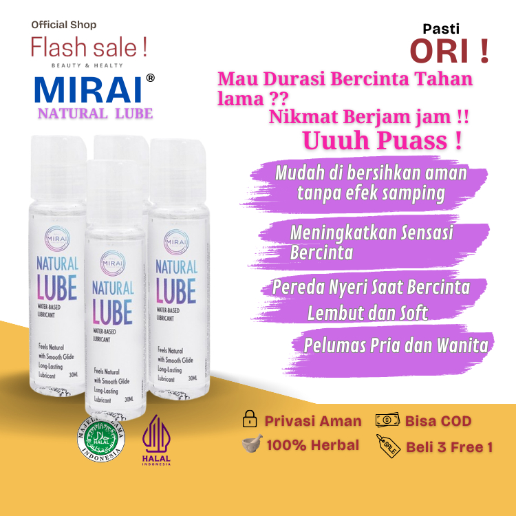 Mirai Natural Lube 30 ml Lubricant Gel Pria Tahan Lama Minyak Terapi Pijat