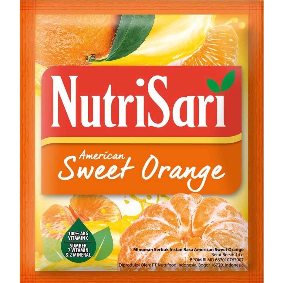 

Nutrisari Rasa Sweet Orange (1 Renceng : 10Sachet)