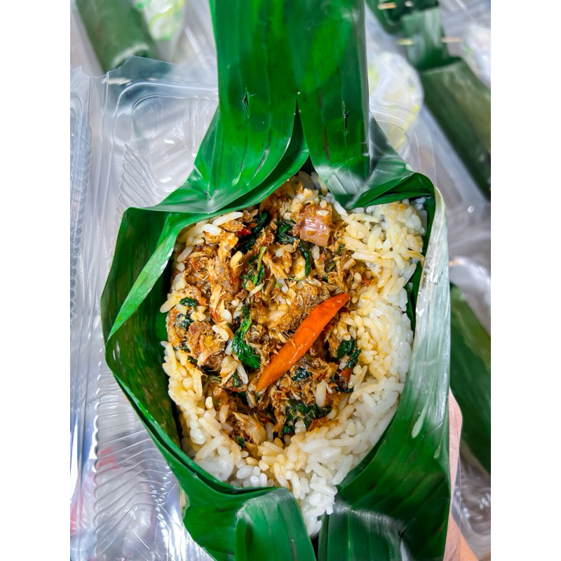 

Nasi Bakar PORSI KENYANG Cakalang Rica Fufu Kemangi + Telur Balado