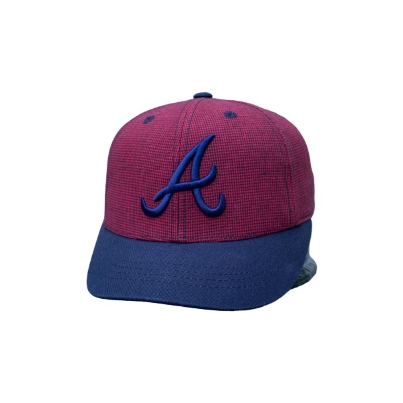 Topi Baseball MLB Visor Pendek Atlanta Braves Maroon Navy OSFA Second Original