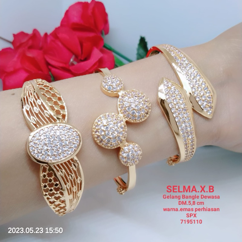 Gelang Bangle Jumbo Perhiasan Aksesoris Lapis Emas Terlaris Titanium Tembaga Xuping GB29