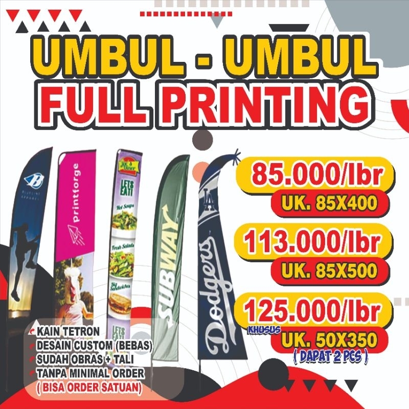 UMBUL - UMBUL FULL PRINTING, BENDERA KAIN TETRON