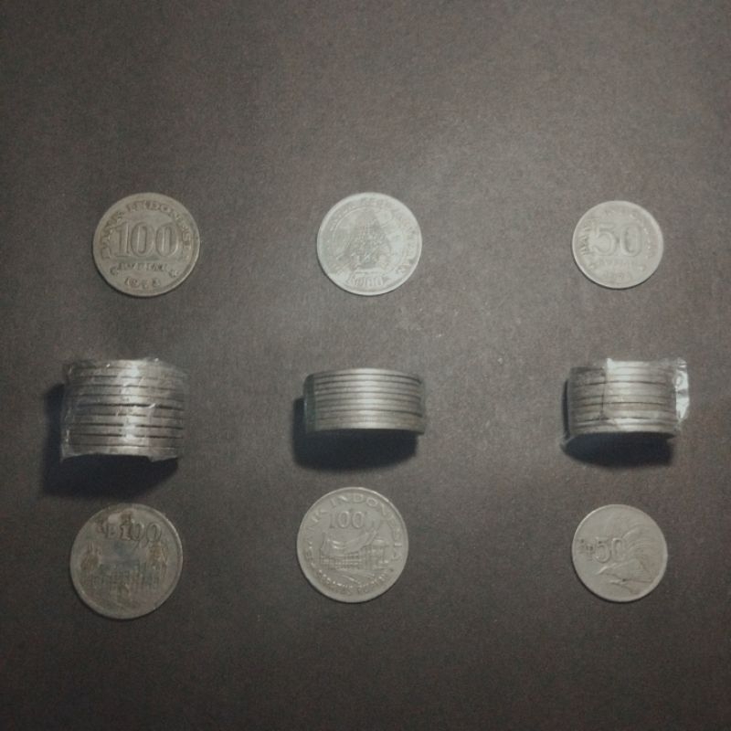 Koin lama Indonesia 100 rupiah 1973/1978, 50 rupiah 1971