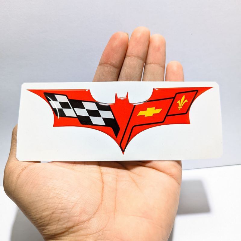 Corvette x Batman emblem sticker timbul resin lentur