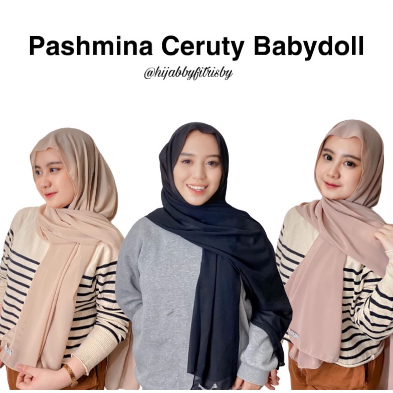 PASHMINA CERUTY BABYDOLL PREMIUM 18x75  PASHMINA BYFITRI CERUTI BABYDOLL TEPI JAHI ART Z1C5