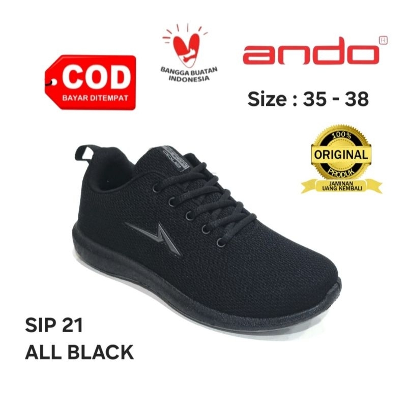 Sepatu Sekolah  Anak Laki-Laki SD Ando SIP Hitam