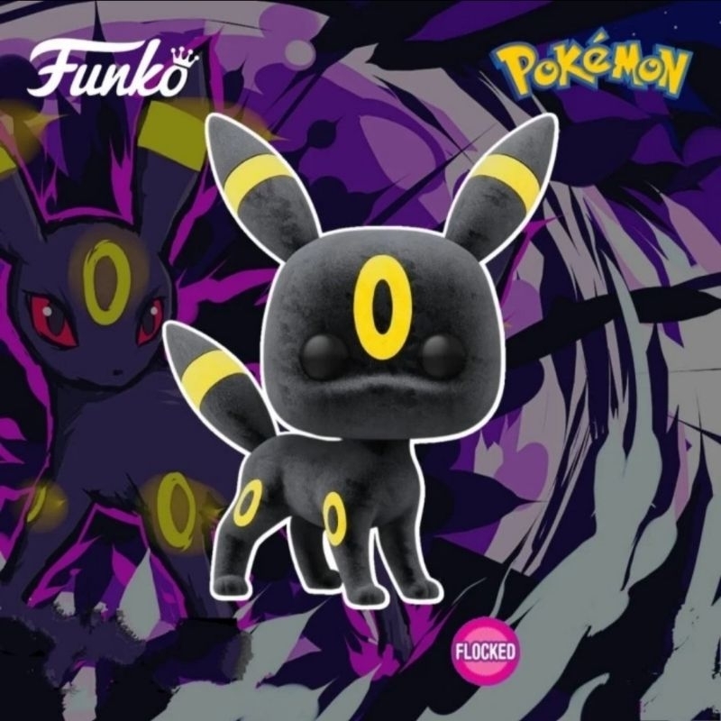 READY ORIGINAL Funko Pop Umbreon Flocked Pokemon Eevee Evolution Eeveelution Figure Toy