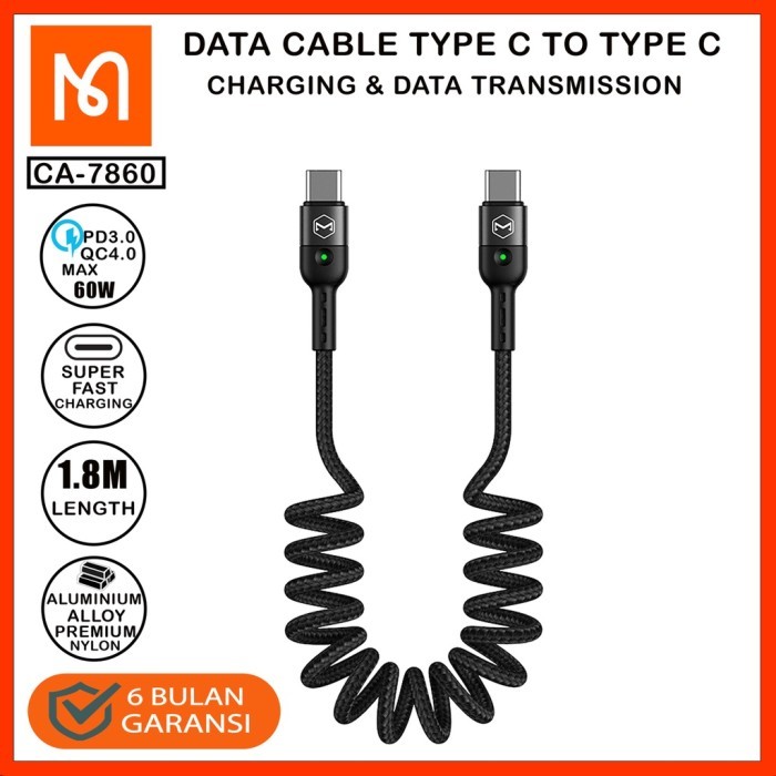 MCDODO CA-7860 Kabel Data Spring Type C to C Fast Charging - Kabel Usb C MCDODO CA 7860
